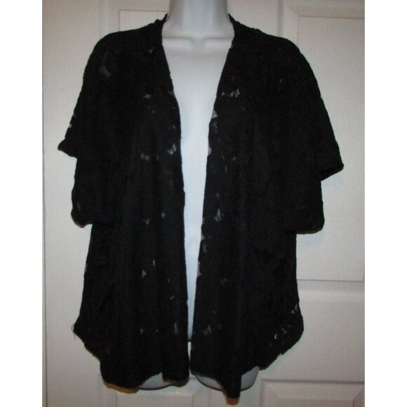 Love 21 Black Lace Lined Bolero Jacket - Picture 2 of 8